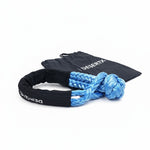 Load image into Gallery viewer, DesertX blue UHMWPE soft shackle with 18 ton capacity and black protective sleeve, includes storage bag.