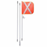 Load image into Gallery viewer, DesertX orange safety flag with reflective X pattern and detachable pole, includes storage bag.